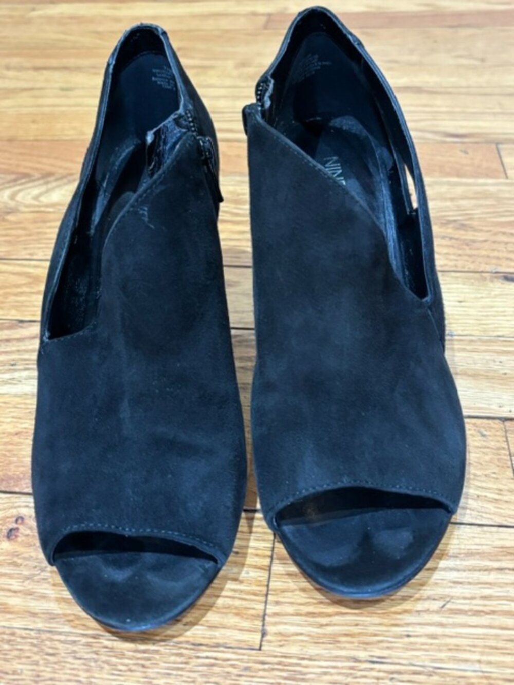 Nine West Black Peep Toe Booties | Women's Size 7.5M